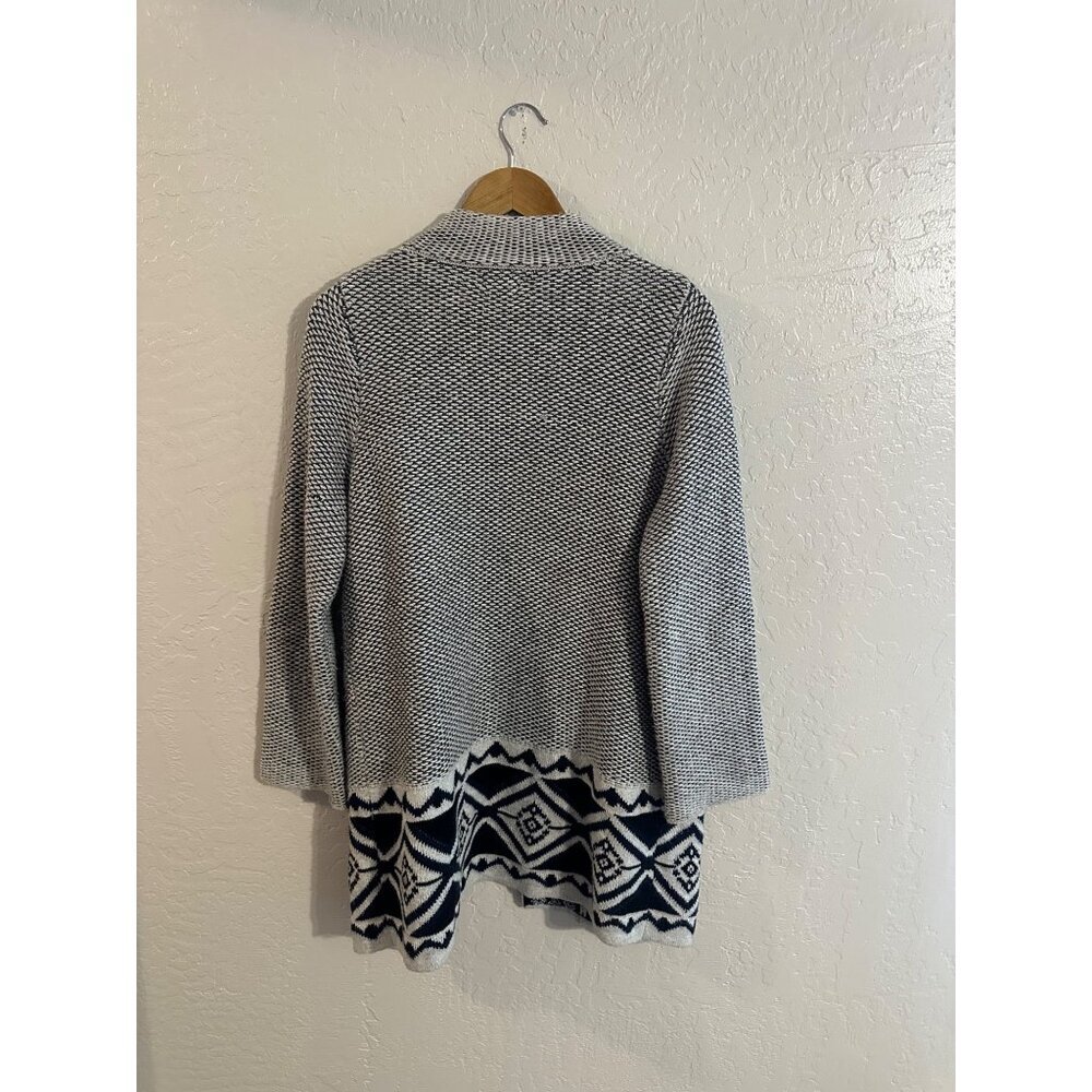 Y Old Navy Jacquard Fair Isle Winter Open Front Long Cozy Cardigan - Picture 11 of 12